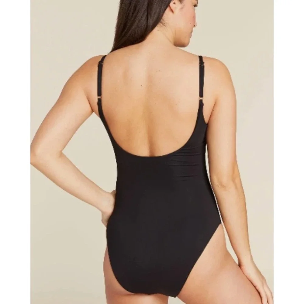 Andie Swim Santorini One Piece Swimsuit Black Cutout Knot V-Neck XL A0145-BLK-XL - Picture 7 of 10